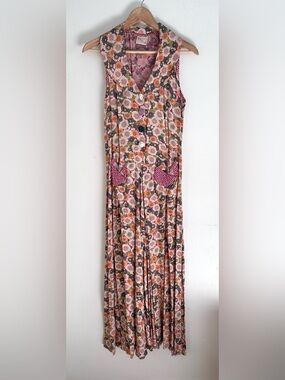Vintage Romeo Romeo Rayon USA Whimsy Floral Maxi Dress Size Sm Red Multicolor